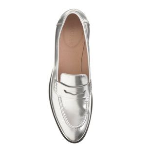 J.Crew Silver Mirror Penny Loafers
